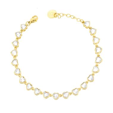 Bracciale Tennis Cuore con Crystal Bianchi in ACCIAIO colore Oro