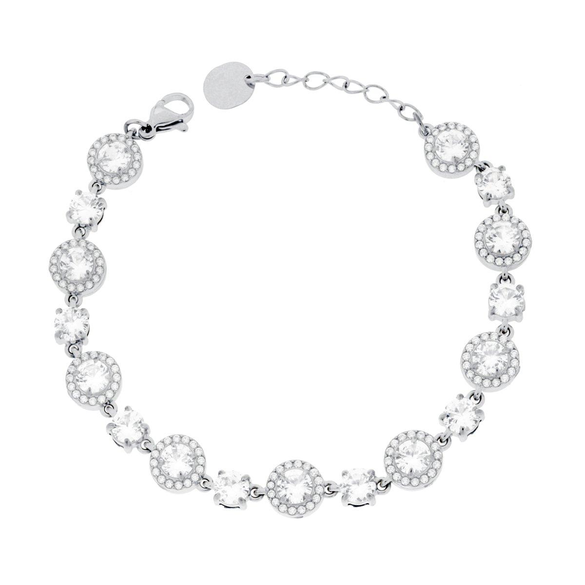 Bracciale Tennis Tondi contornati da Crystal Bianchi in ACCIAIO