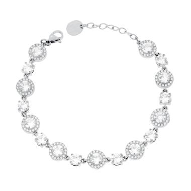 Bracciale Tennis Tondi contornati da Crystal Bianchi in ACCIAIO