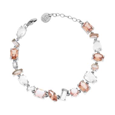 Bracciale Tennis con Crystal Multitaglio toni Rosa Cipria in ACCIAIO