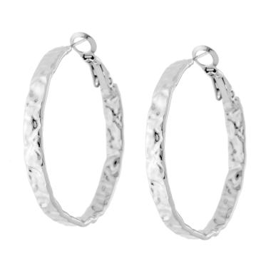Orecchini Cerchio Fascia Martellata mm 35 in ACCIAIO