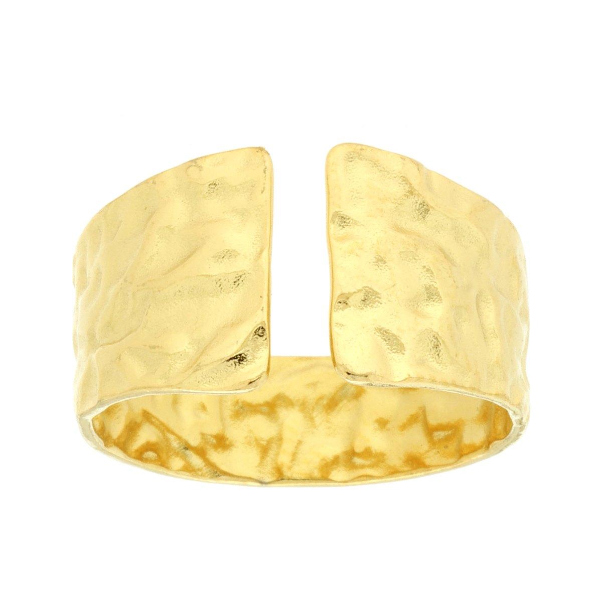 Anello Fascia Martellata aperto Frontalmente in ACCIAIO colore Oro