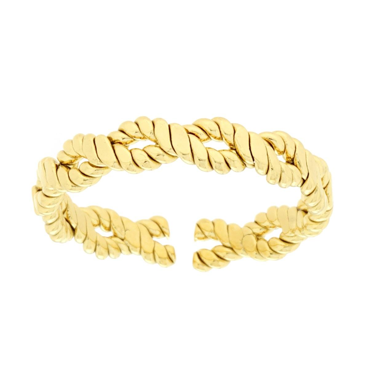 Anello Corda Intrecciata in ACCIAIO colore Oro