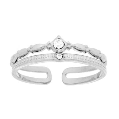 Anello Diadema due fili con Crystal Bianchi in ACCIAIO