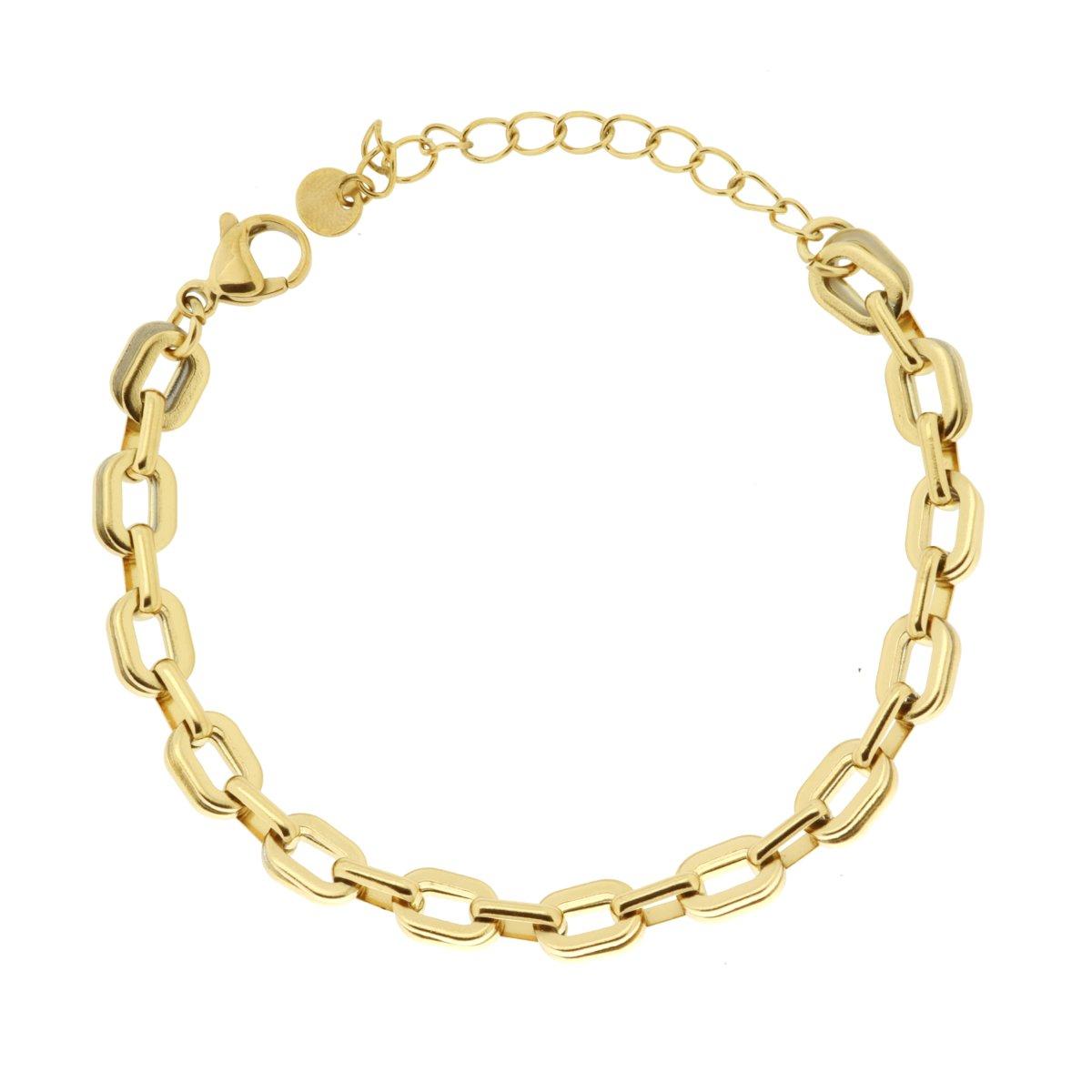 Bracciale Catena Forzatina Multimaglia in ACCIAIO colore Oro