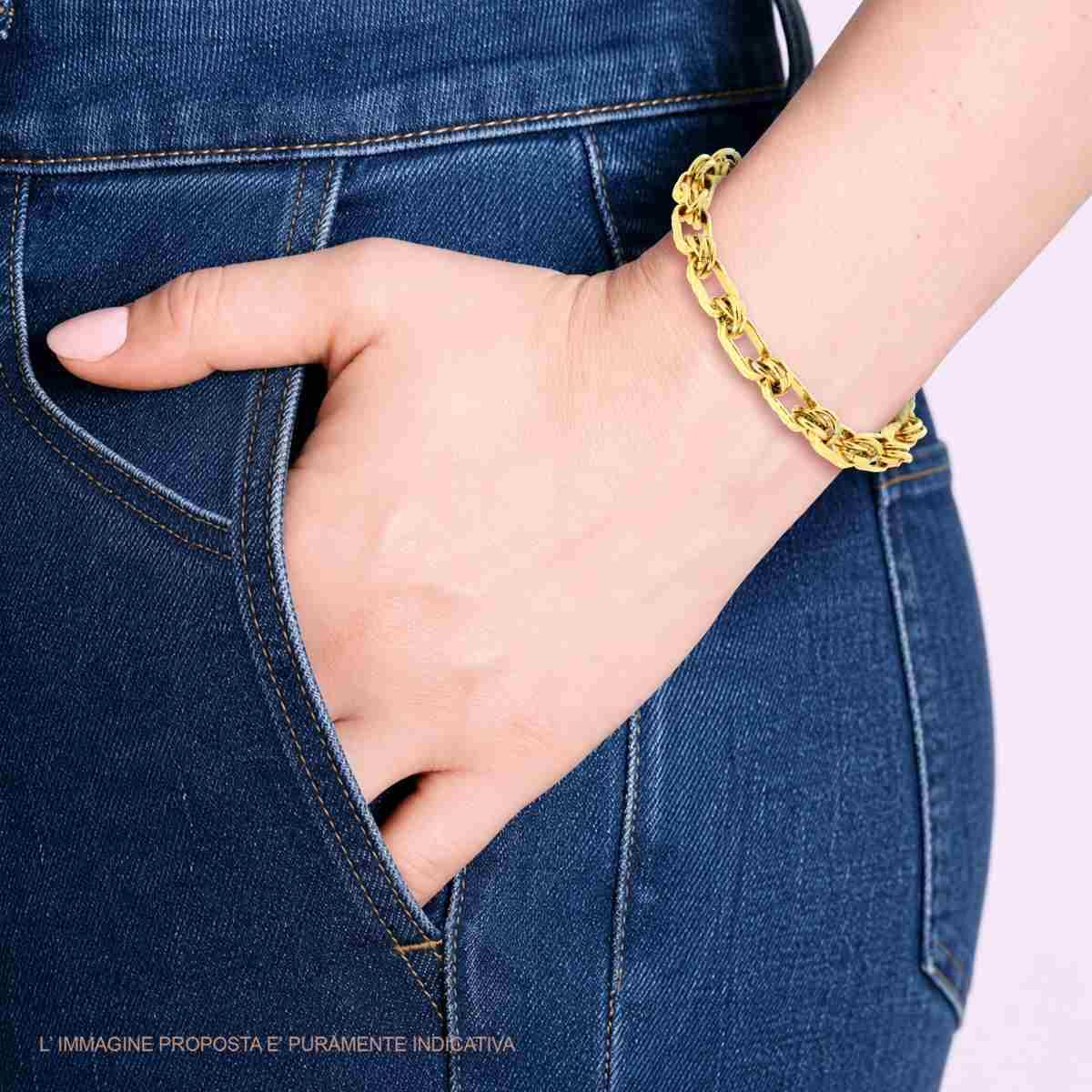 Bracciale Catena Forzatina Multimaglia Godronata in ACCIAIO colore Oro