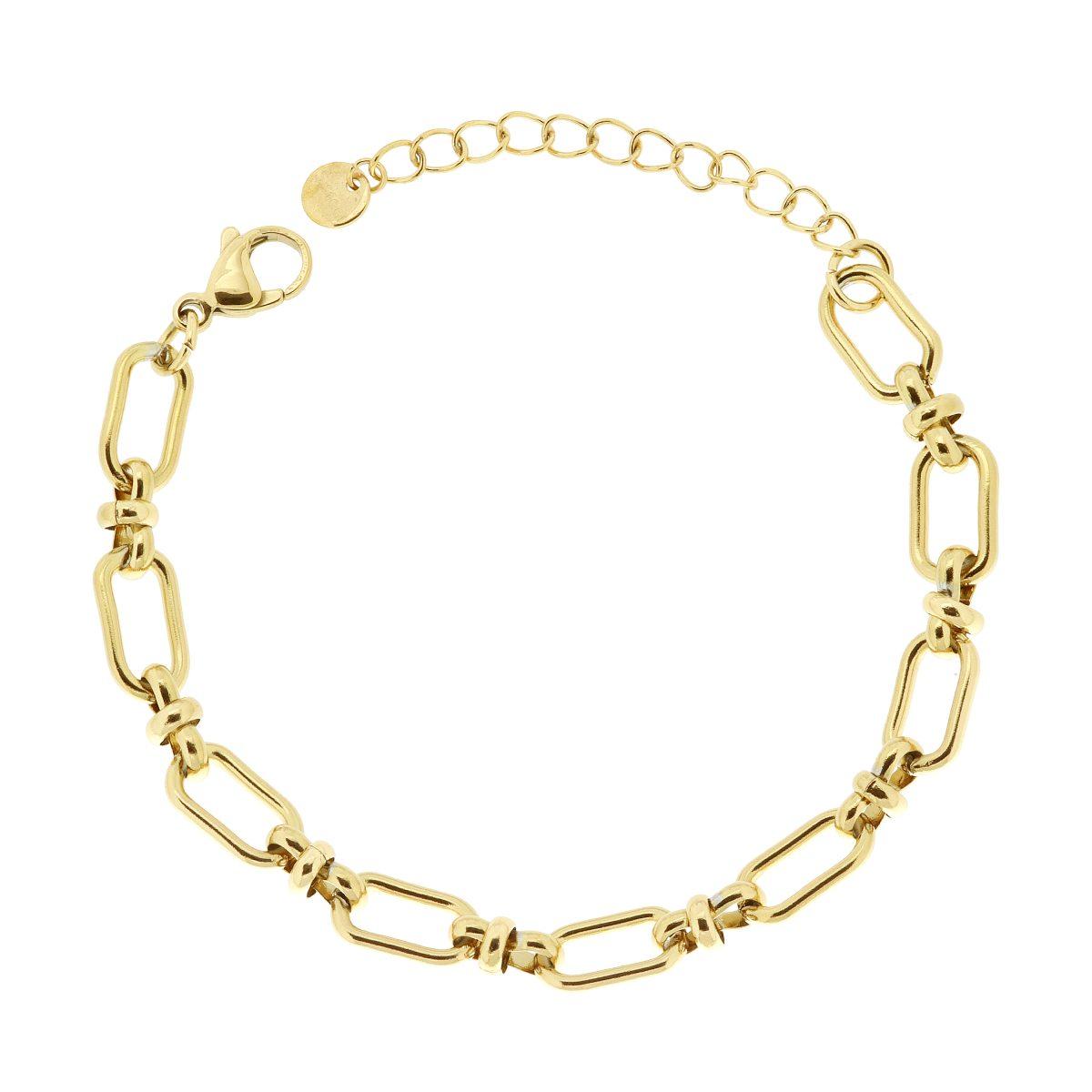 Bracciale Catena Forzatina con Nodi in ACCIAIO colore Oro