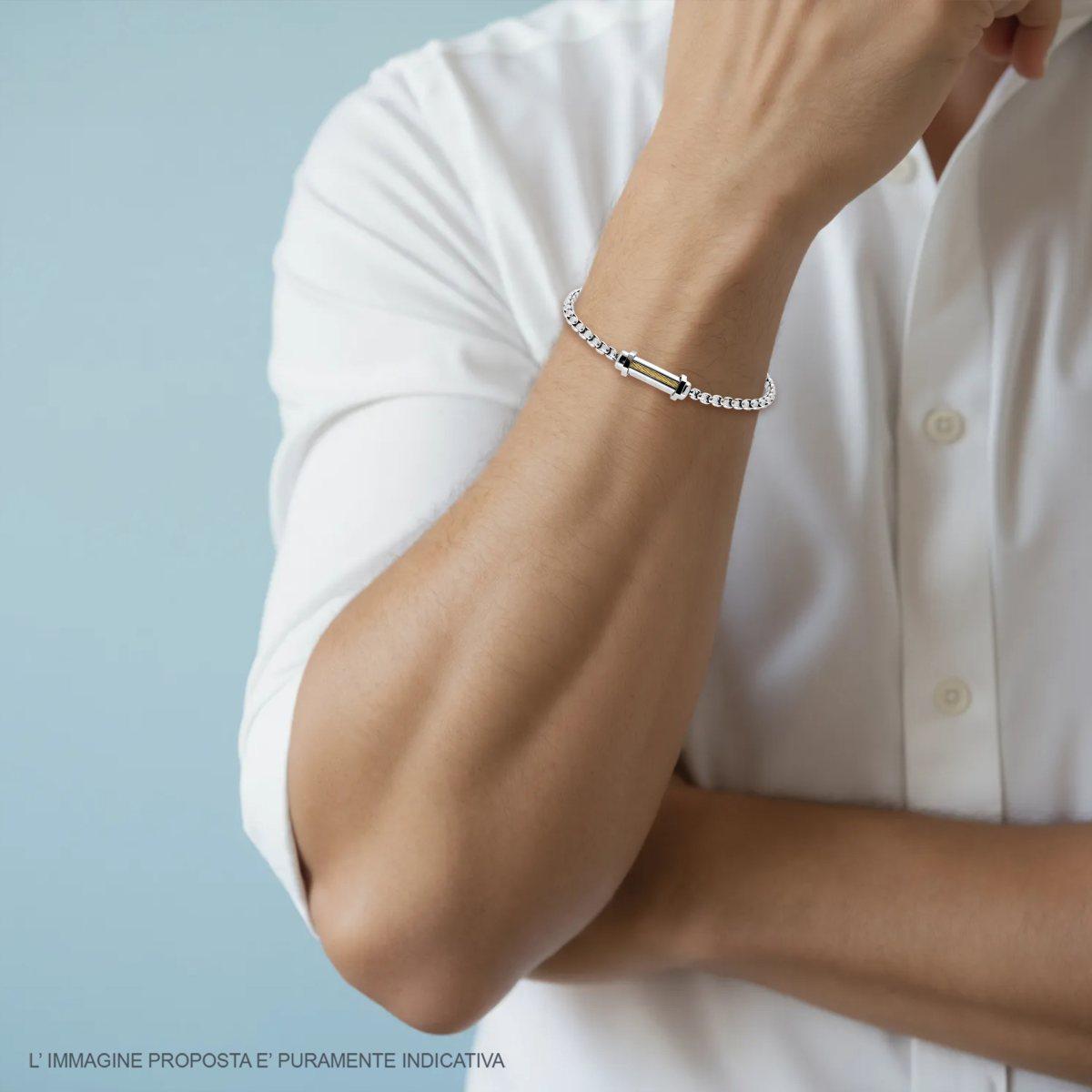 Bracciale Uomo Catena Veneziana Tonda con Targa e Fune colore Oro in ACCIAIO