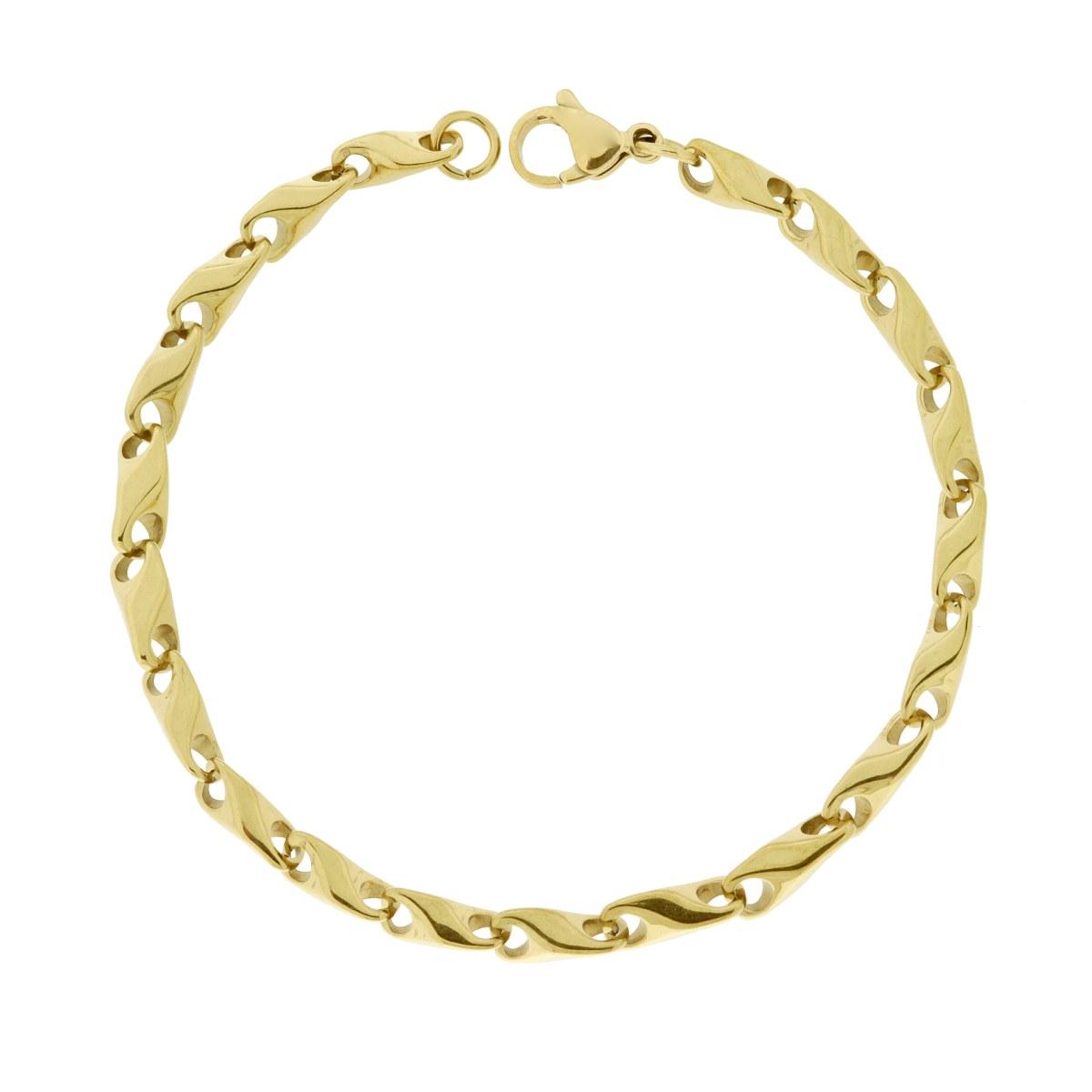 Bracciale Uomo Catena Pesci in ACCIAIO colore Oro