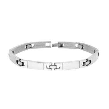 Bracciale Uomo Maglia Imperniata con Targhe in ACCIAIO