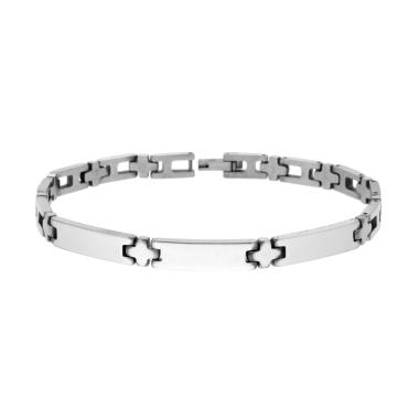 Bracciale Uomo Maglia Imperniata con Targhe in ACCIAIO