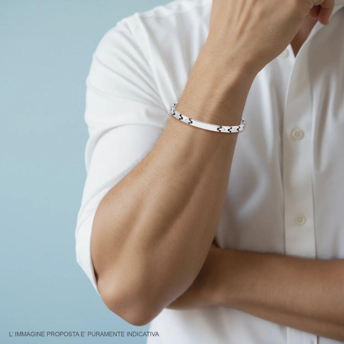 Bracciale Uomo Maglia Imperniata con Targa in ACCIAIO