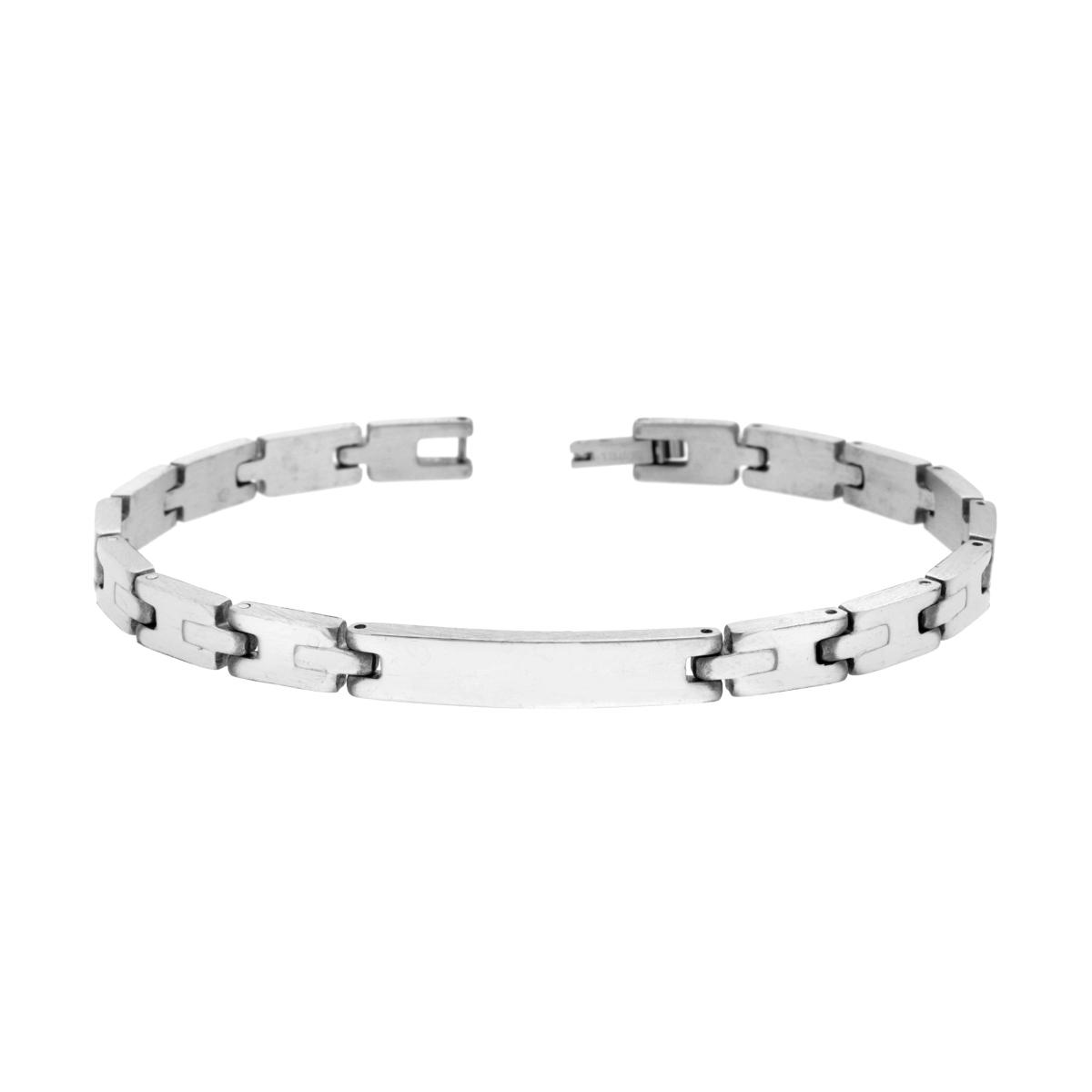 Bracciale Uomo Maglia Imperniata con Targa in ACCIAIO
