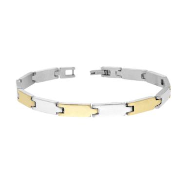 Bracciale Uomo Maglia Imperniata con Dettagli colore Oro in ACCIAIO