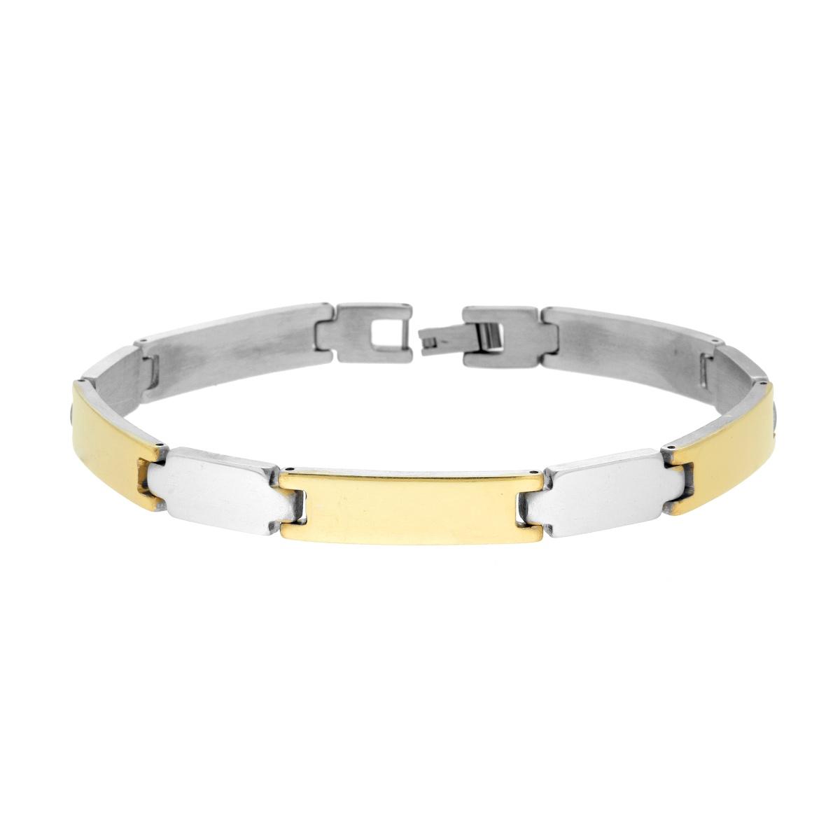 Bracciale Uomo Maglia Imperniata con Dettagli colore Oro in ACCIAIO