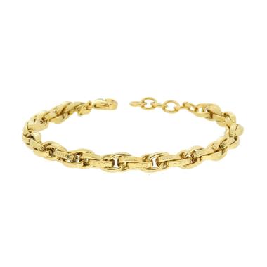 Bracciale Catena Forzatina Multimaglia con Decoro Greco in ACCIAIO colore Oro