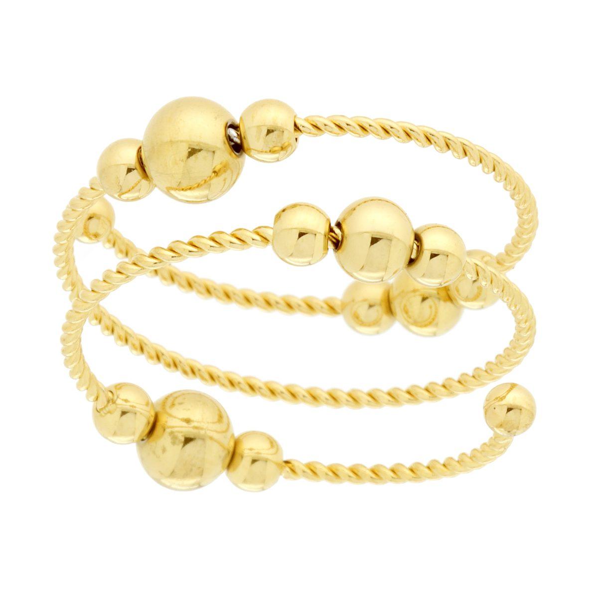 Anello Multifilo con Palline in ACCIAIO colore Oro