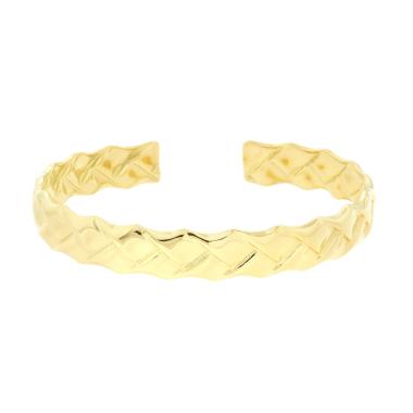 Bracciale Rigido modello Schiava effetto Treccia Martellata in ACCIAIO colore Oro
