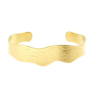 Bracciale Rigido modello Schiava Ondulato in ACCIAIO colore Oro