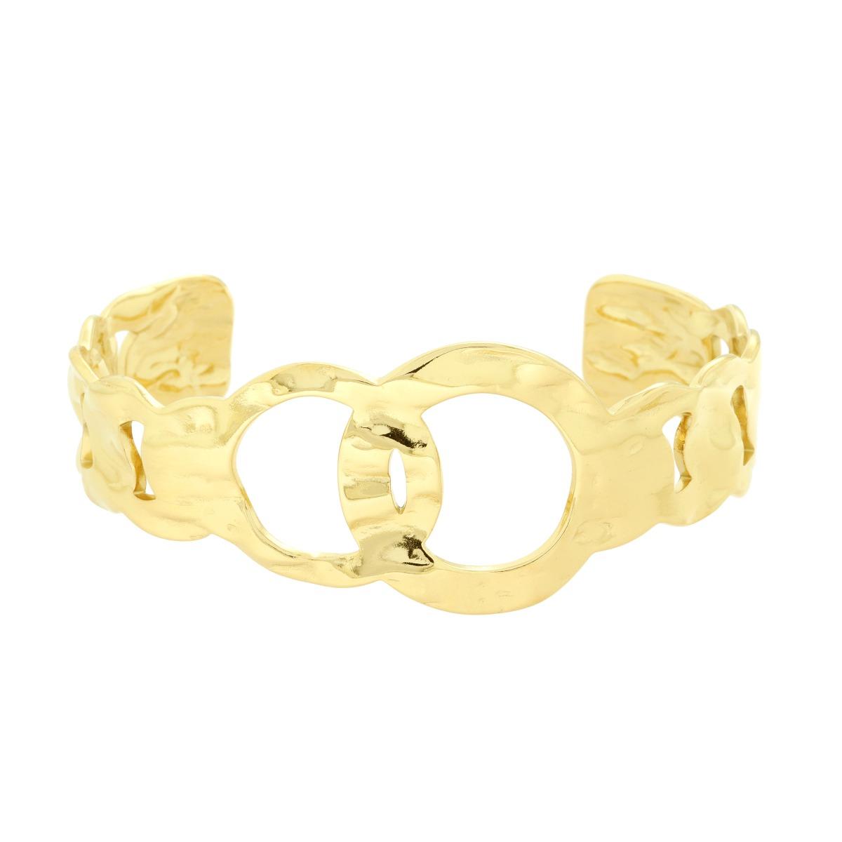 Bracciale Rigido modello Schiava effetto Catena Martellata in ACCIAIO colore Oro
