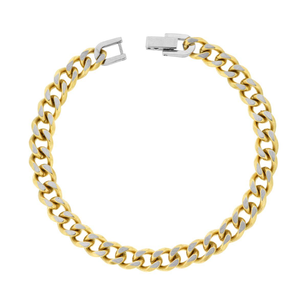 Bracciale Catena Grumetta Diamantata colore Oro in ACCIAIO
