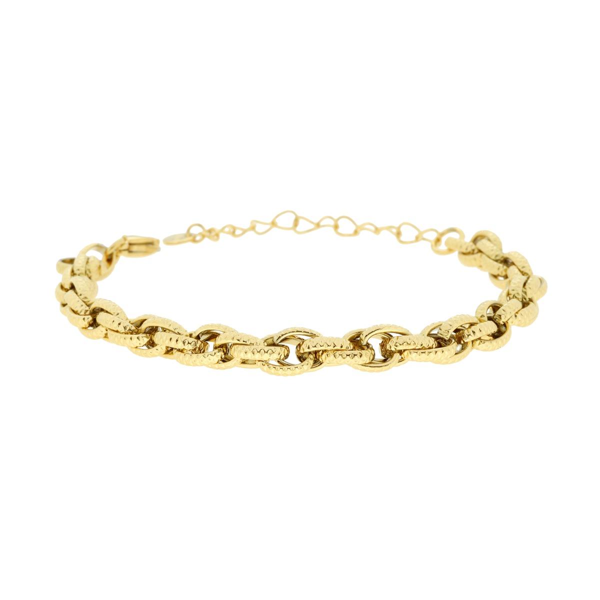 Bracciale Catena Forzatina Multimaglia Diamantata in ACCIAIO colore Oro