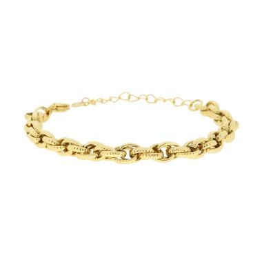 Bracciale Catena Forzatina Multimaglia Diamantata in ACCIAIO colore Oro