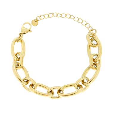 Bracciale Catena Forzatina allungata alternata in ACCIAIO colore Oro