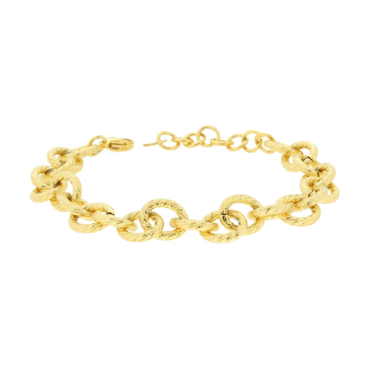 Bracciale Catena Forzatina Tonda Godronata in ACCIAIO colore Oro