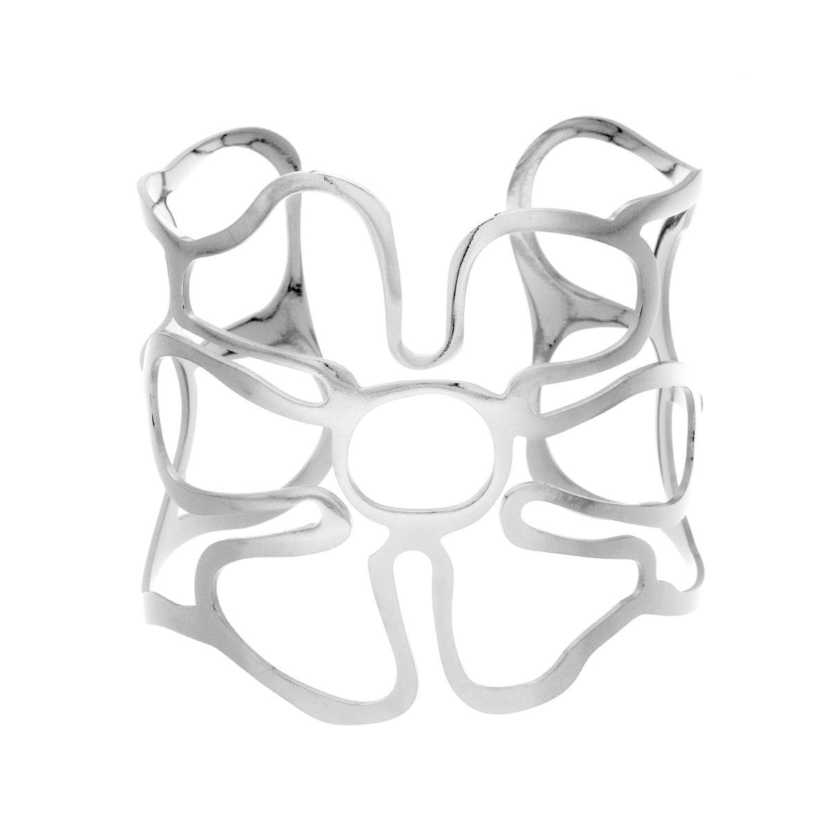 Bracciale Rigido modello Schiava Fascia con Fiore in ACCIAIO