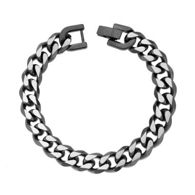 Bracciale Catena Grumetta Diamantata colore Nero in ACCIAIO
