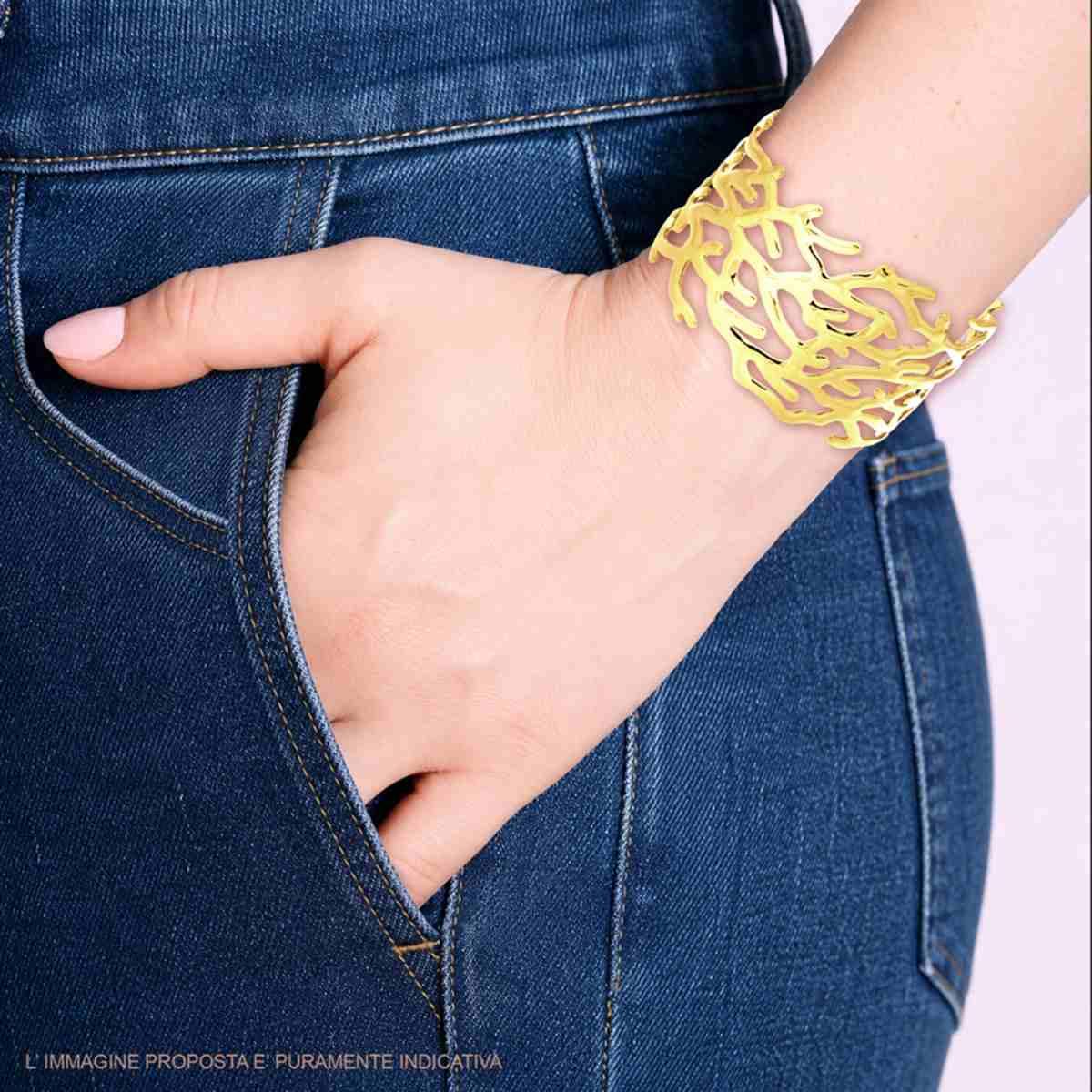 Bracciale Rigido modello Schiava Fascia Corallo in ACCIAIO colore Oro