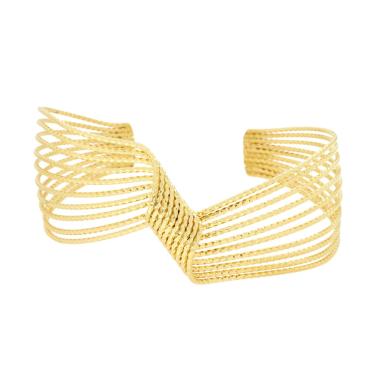 Bracciale Rigido modello Schiava Fascia Multifilo Nastro in ACCIAIO colore Oro