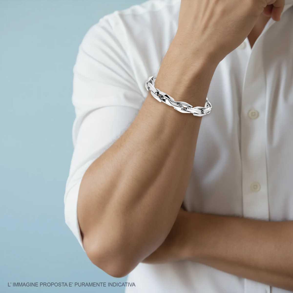 Bracciale Uomo Catena Forzatina Rettangolare Bugnata in ACCIAIO