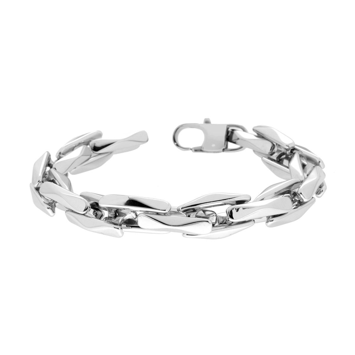 Bracciale Uomo Catena Forzatina Rettangolare Bugnata in ACCIAIO