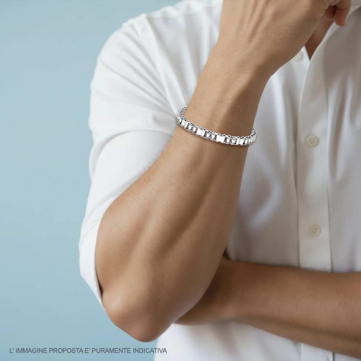 Bracciale Uomo Maglia Imperniata Catena di Bicicletta in ACCIAIO