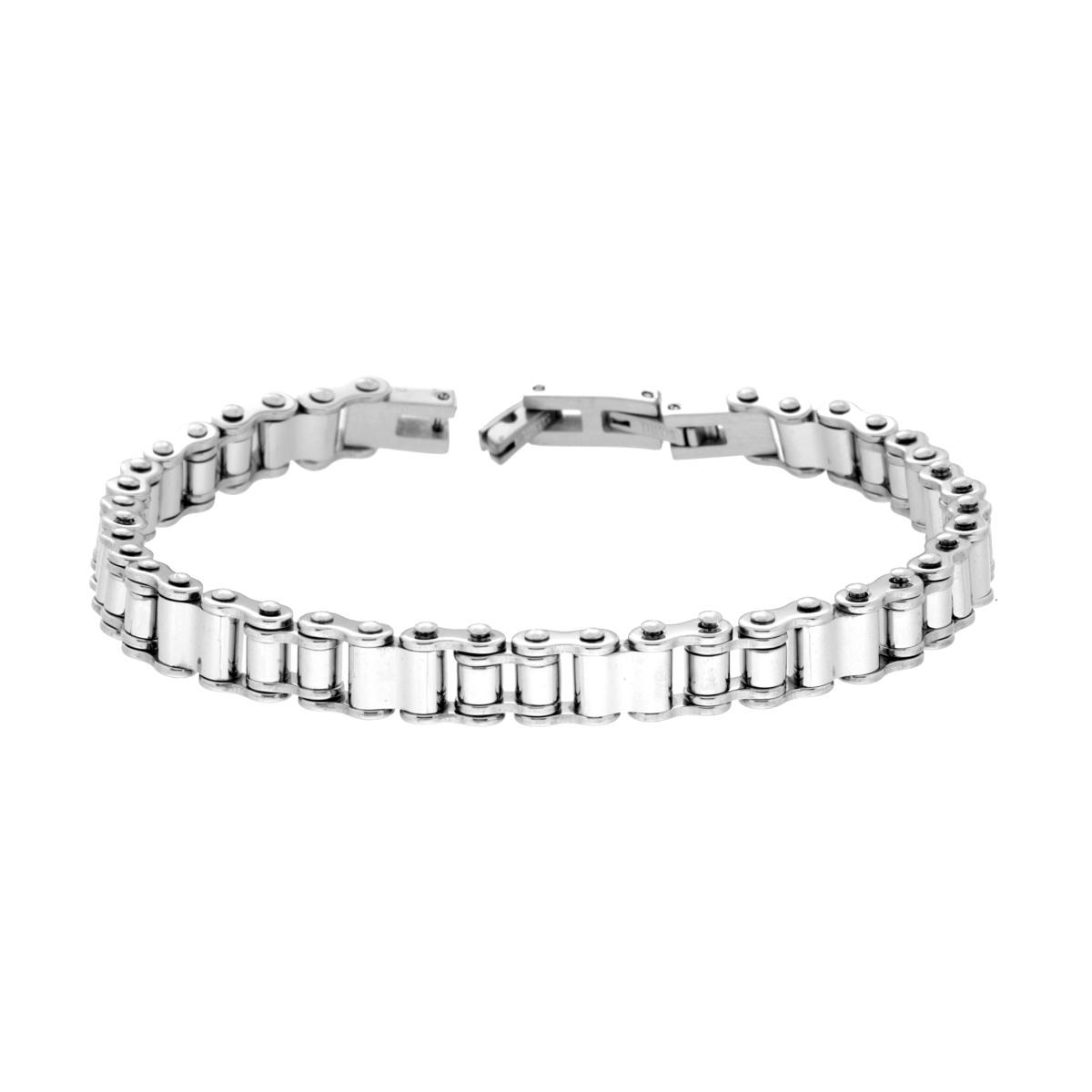 Bracciale Uomo Maglia Imperniata Catena di Bicicletta in ACCIAIO