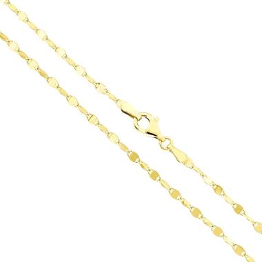 Catena Forzatina a Specchio Diamantata sezione 2.2 lunghezza cm 45 in ARGENTO 925 Galvanica Oro