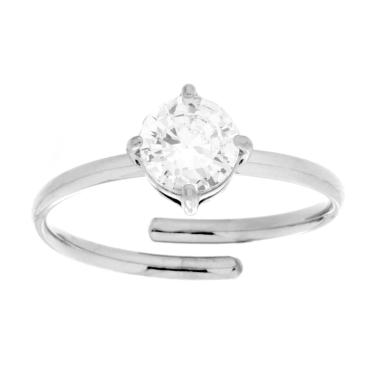 Anello Solitario con Crystal Bianco in ACCIAIO