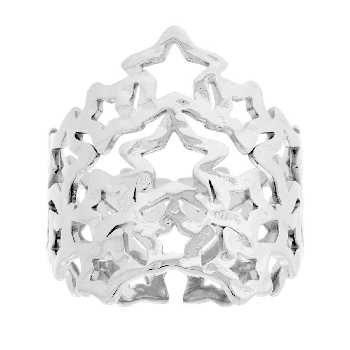 Anello Fascia con Stelle Martellate in ACCIAIO