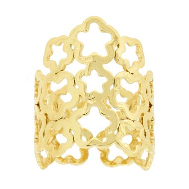 Anello Fascia con Fiori Martellati in ACCIAIO colore Oro