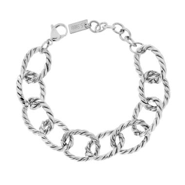 Bracciale Catena Forzatina Diamantata Torchon in ACCIAIO