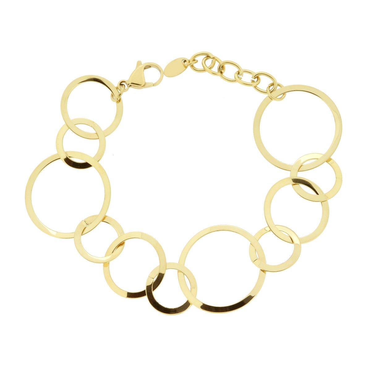 Bracciale Catena Maglia a Cerchi Piatti in ACCIAIO colore Oro