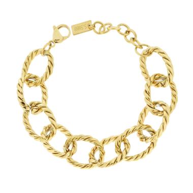 Bracciale Catena Forzatina Diamantata Torchon in ACCIAIO colore Oro