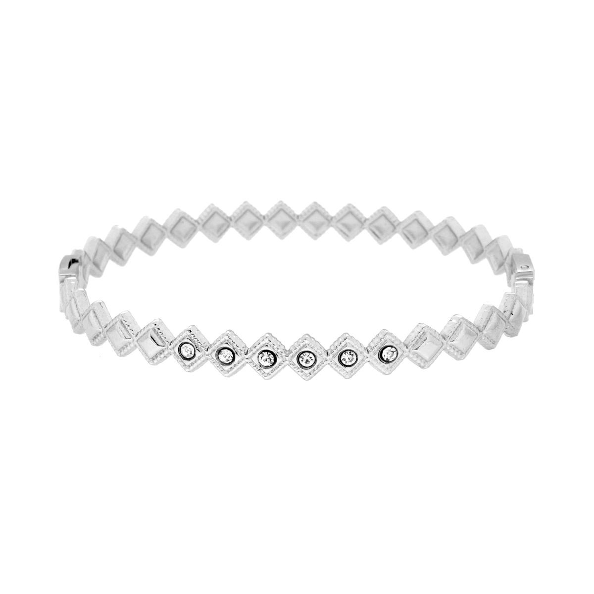 Bracciale Rigido modello Schiava con Rombi e Crystal Bianchi in ACCIAIO