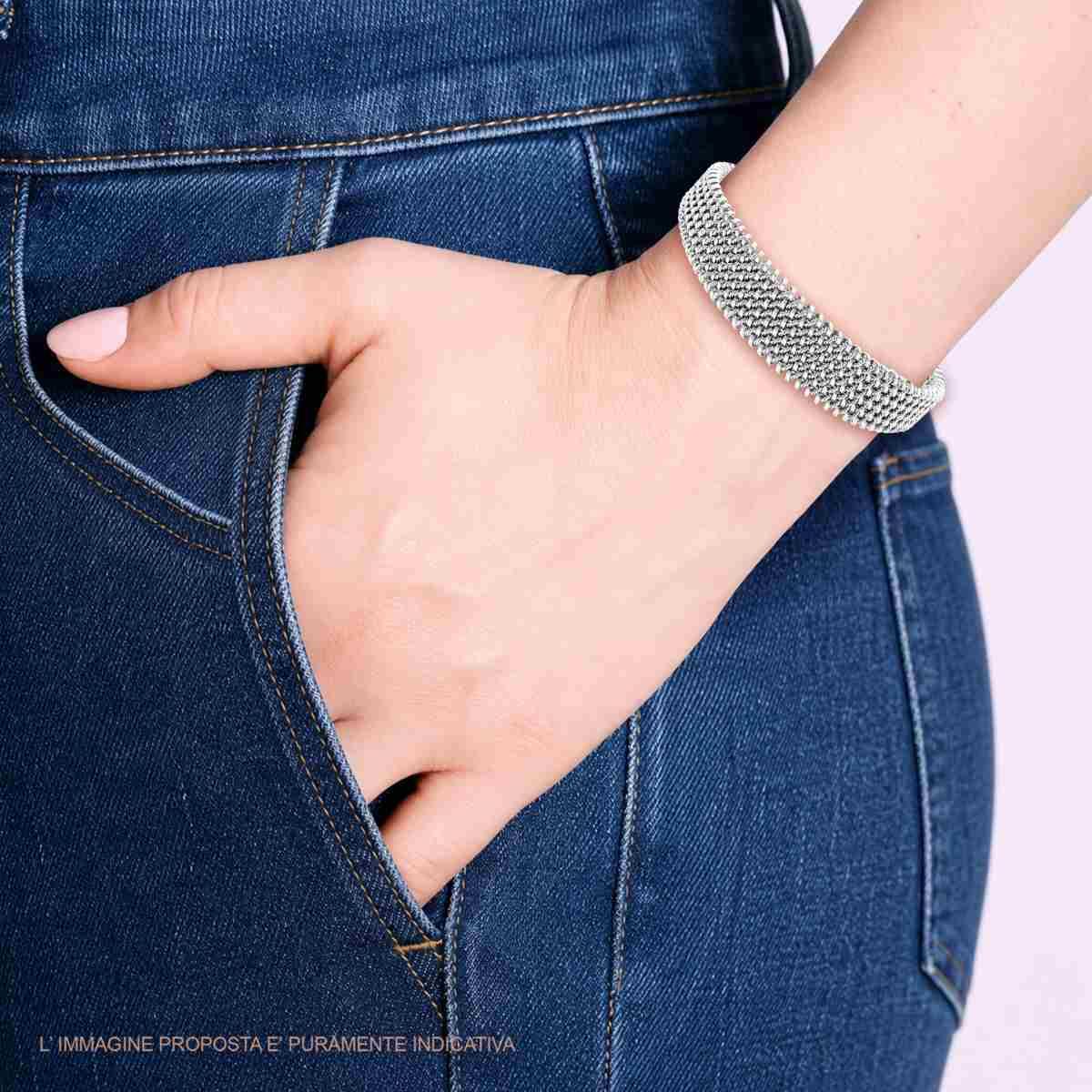 Bracciale Rigido modello Schiava con Maglia intrecciata in ACCIAIO