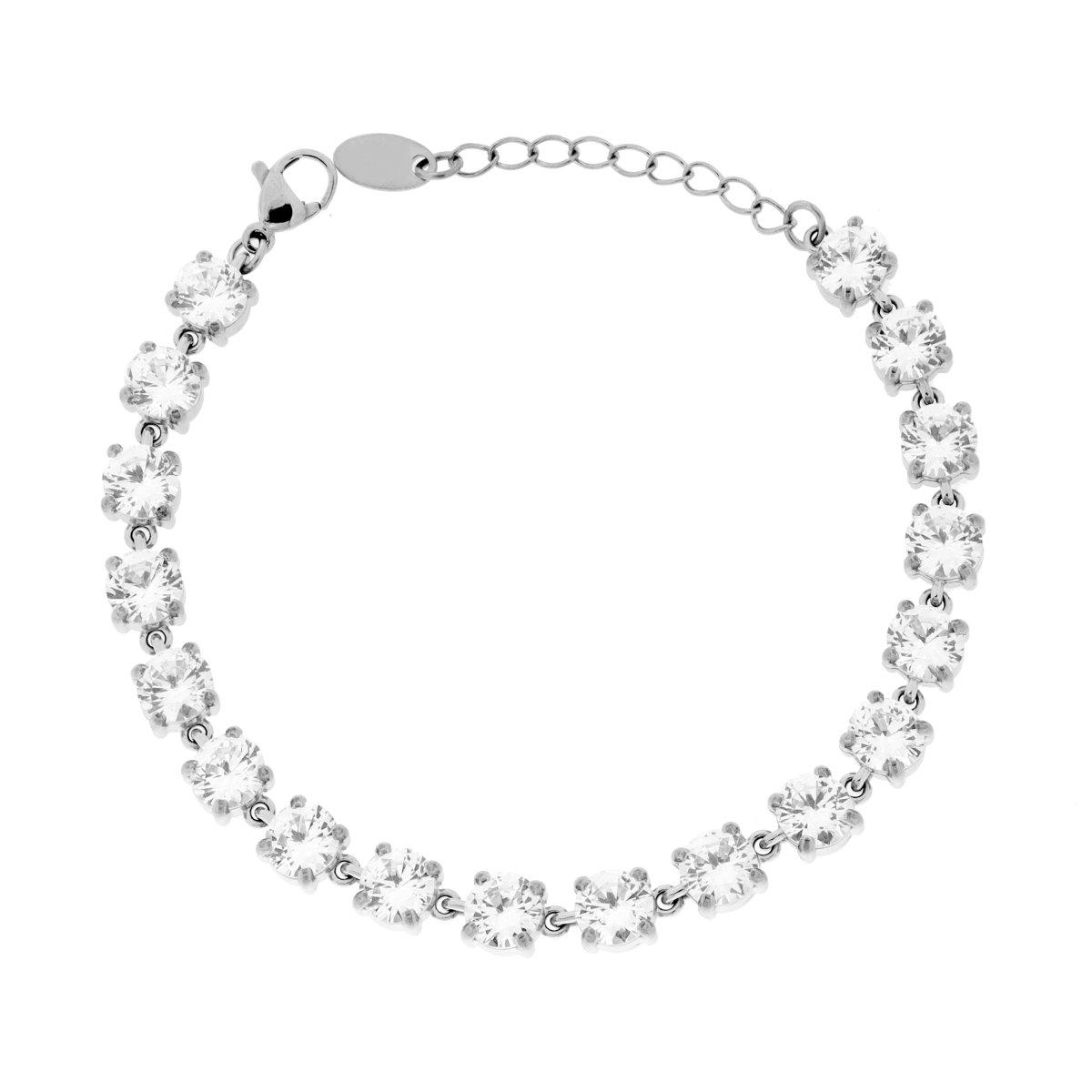 Bracciale Tennis con Crystal Tondi Bianchi in ACCIAIO
