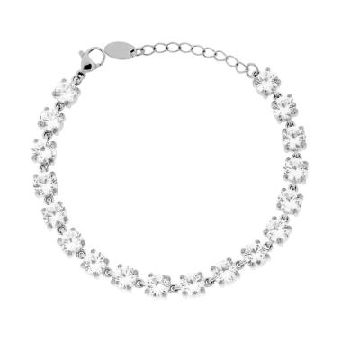 Bracciale Tennis con Crystal Tondi Bianchi in ACCIAIO