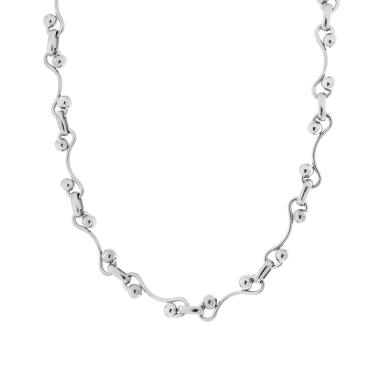 Collana Catena Maglia Ornata con Palline in ACCIAIO