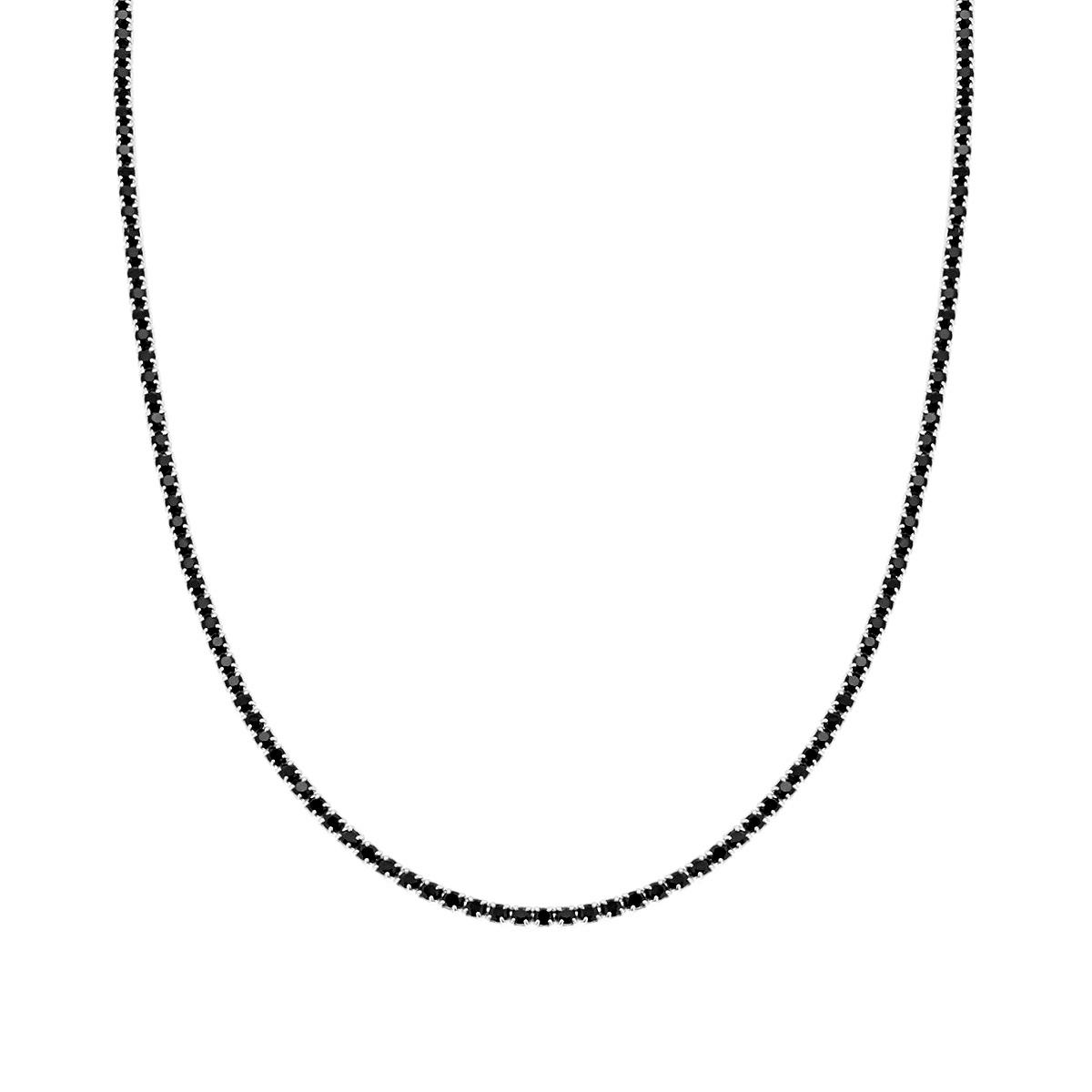 Collana Tennis Griffe cm 40+5 con Crystal 2 mm Neri in ACCIAIO